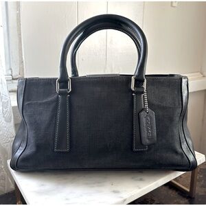 Vintage Coach Bag Bonnie’s Legacy in Black Leather + Linen